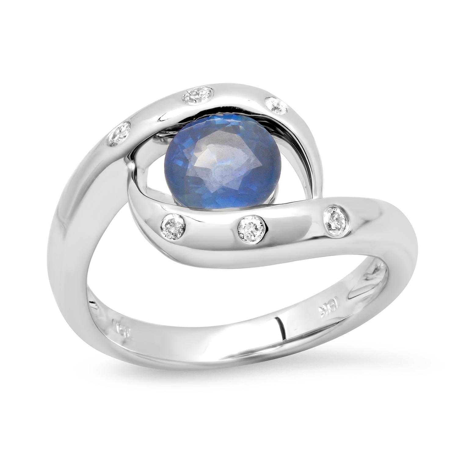 18K White Gold Setting with 1.49ct Sapphire and 0.12ct Diamond Ring