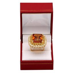 14k Yellow Gold 13.82ct Citrine 1.92ct Yellow Sapphire 2.39ct Diamond Ring