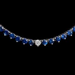 14K White Gold Sapphire & Diamond Necklace