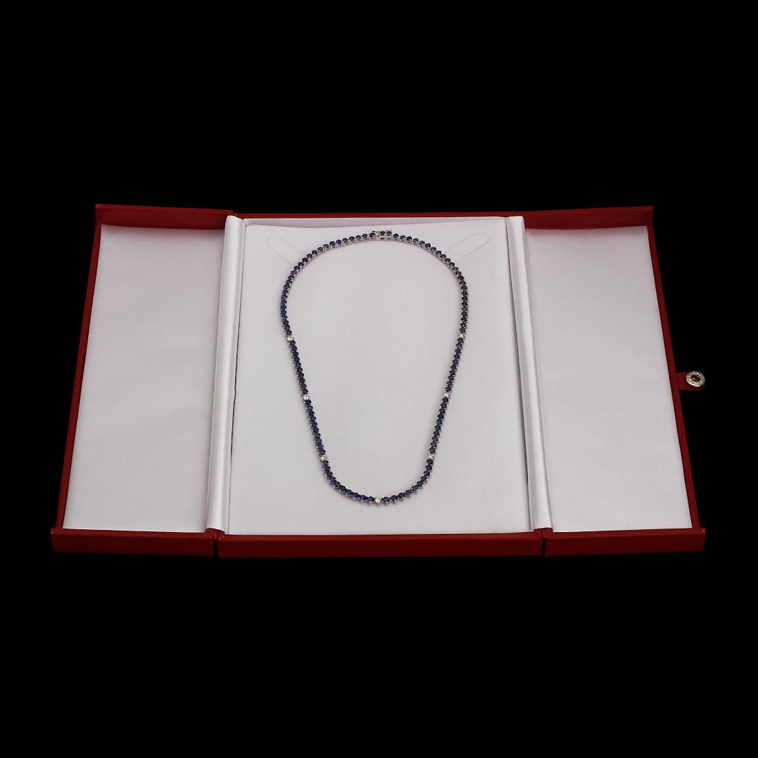 14K White Gold Sapphire & Diamond Necklace