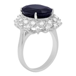 14k White Gold 10.15ct Sapphire 0.75ct Diamond Ring