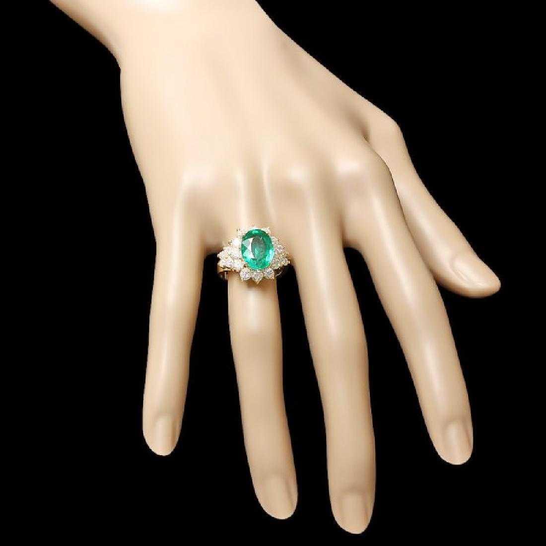 14K Yellow Gold 3.78ct Emerald and 1.69ct Diamond Ring