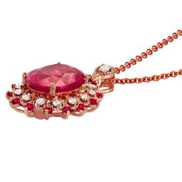 14k Rose Gold 7.55ct 0.44ct Ruby 0.47ct Diamond Pendant