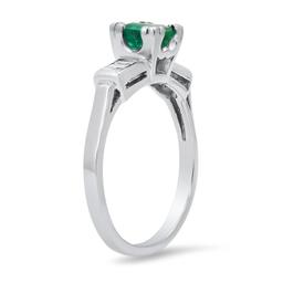 Platinum Setting with 0.58ct Emerald and 0.15ct Diamond Ladies Ring