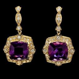 14k Gold 9.71ct Amethyst 2.03ct Diamond Earrings