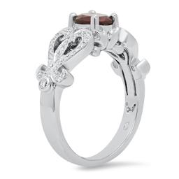 14K White Gold Setting with 1.08ct Garnet and 0.35ct Diamond Ring
