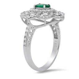 Platinum Setting with 0.40ct Emerald and 0.77ct Diamond Ladies Ring