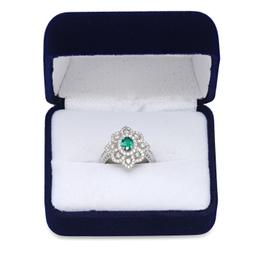 Platinum Setting with 0.40ct Emerald and 0.77ct Diamond Ladies Ring