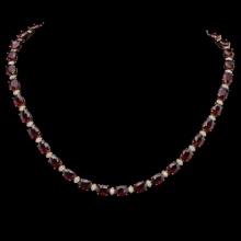 14K Gold 61.59ct Ruby & 2.14ct Diamond Necklace