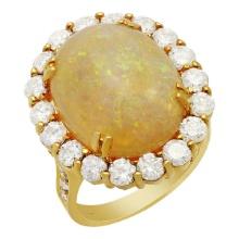 14k Yellow Gold 8.41ct Opal 2.61ct Diamond Ring