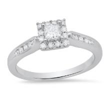 14K White Gold Setting with 0.30ct Center Diamond and 0.50tcw Diamond Ladies Ring