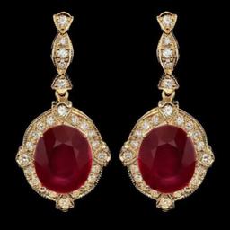 14k Gold 22.73ct Ruby 1.69ct Diamond Earrings