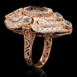 14K Rose Gold 4.20ct Kunzite 0.86ct Aquamarine and 1.31ct Diamond Ring