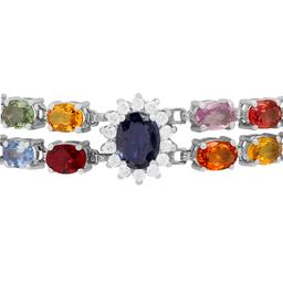 14k White Gold 27.65ct Sapphire 1.20ct Diamond Bracelet