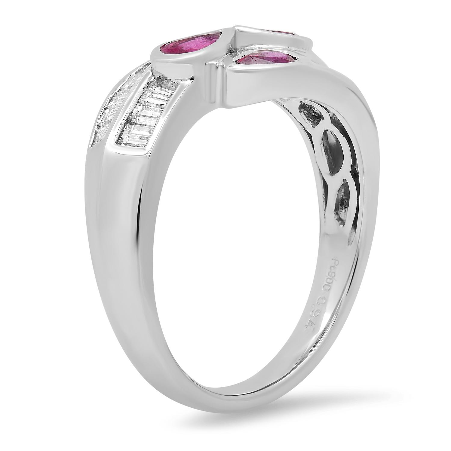 Platinum Setting with 0.94ct Ruby and 0.50ct Diamond Ladies Ring