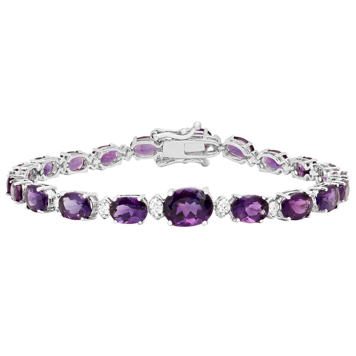 14k White Gold 13.10ct Amethyst 0.69ct Diamond Bracelet