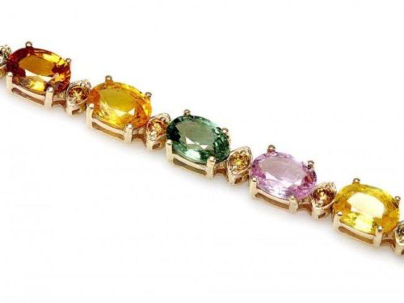 14K Gold 14.78ct Sapphire 0.66ct Diamond Bracelet