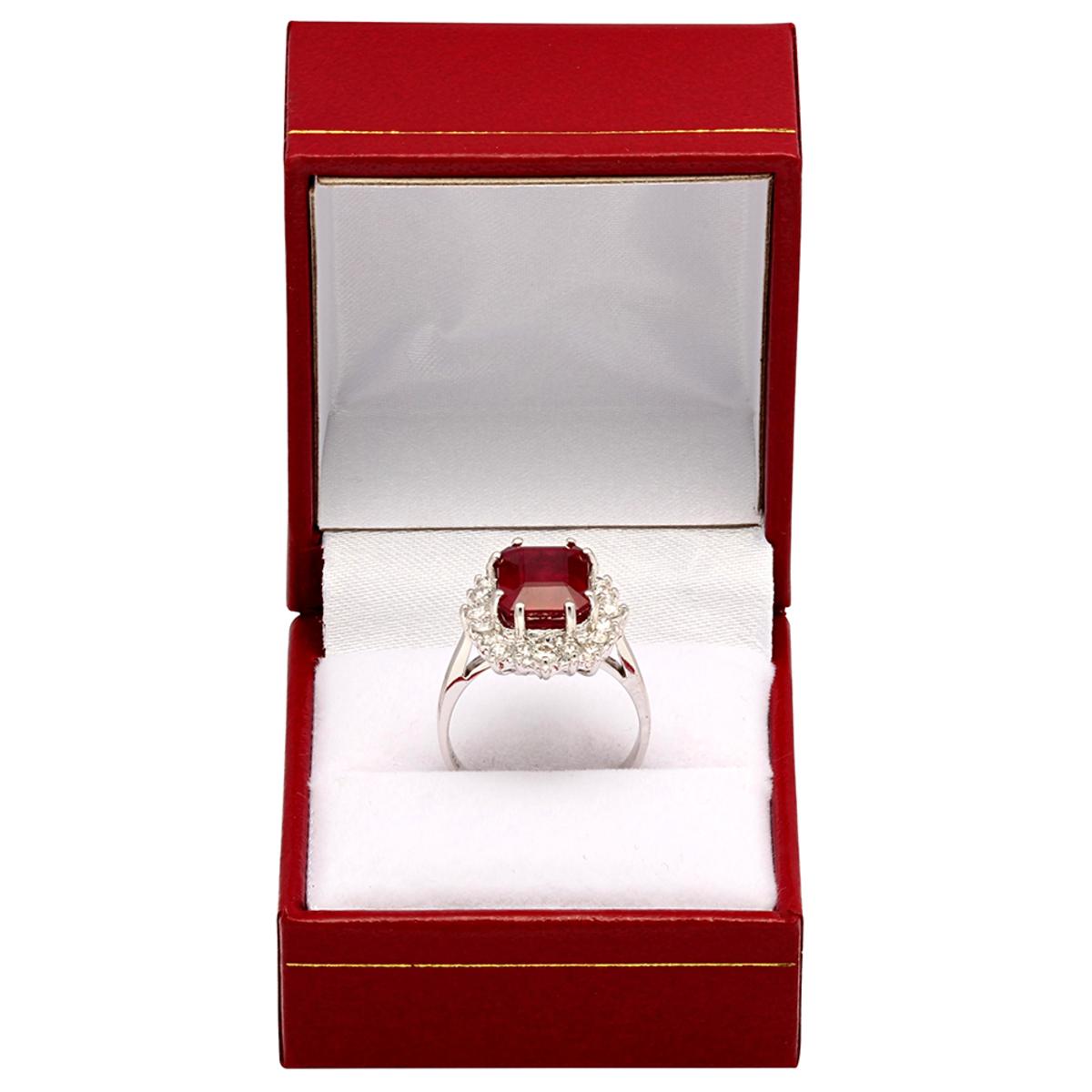 14k White Gold 6.14ct Ruby 0.75ct Diamond Ring