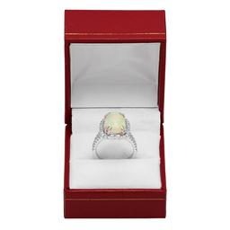 14k White Gold 5.12ct White Opal 1.02ct Diamond Ring