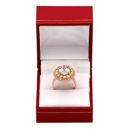 14k Rose Gold 3.08ct Morganite 1.61ct Diamond Ring