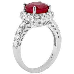 14k White Gold 4.48ct Ruby 0.87ct Diamond Ring