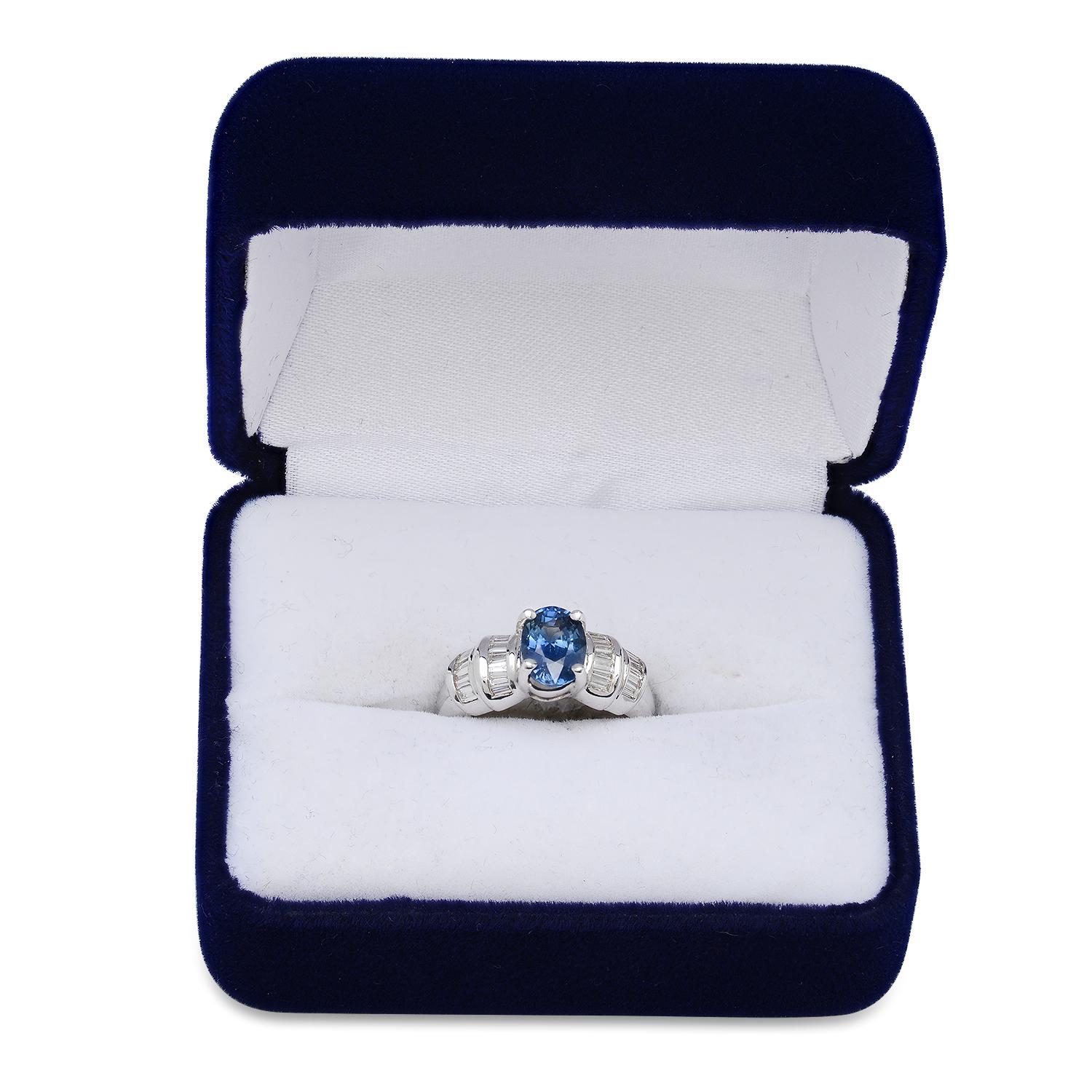 18K White Gold Setting with 1.97ct Sapphire and 0.45ct Diamond Ladies Ring