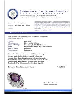 14k White Gold 26.23ct & 0.40ct Amethyst 0.15ct Ruby 1.72ct Diamond Ring