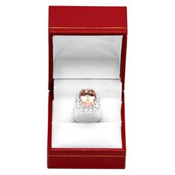 14k White Gold 6.38ct Morganite 1.19ct Diamond Ring