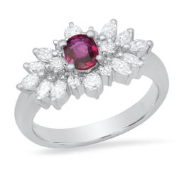 Platinum setting with .47ct Ruby and 0.79ct Diamond Ladies Ring
