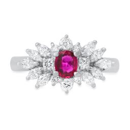 Platinum setting with .47ct Ruby and 0.79ct Diamond Ladies Ring