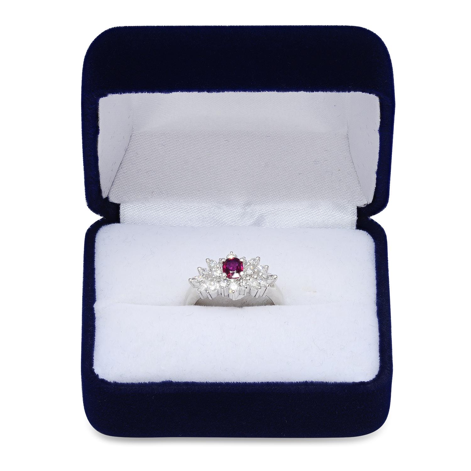 Platinum setting with .47ct Ruby and 0.79ct Diamond Ladies Ring