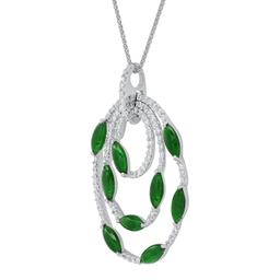 18K White Gold Setting with 14K Chain and 1.9ct Jadeite and 0.60ct Diamond Pendant