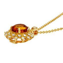 14k Yellow Gold 3.98ct Citrine 0.17ct Diamond Pendant