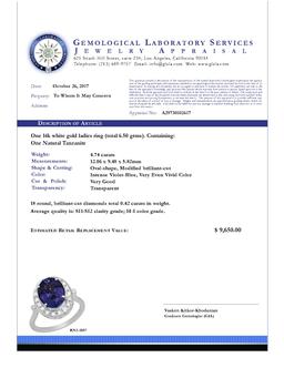 14k White Gold 4.74ct Tanzanite 0.42ct Diamond Ring