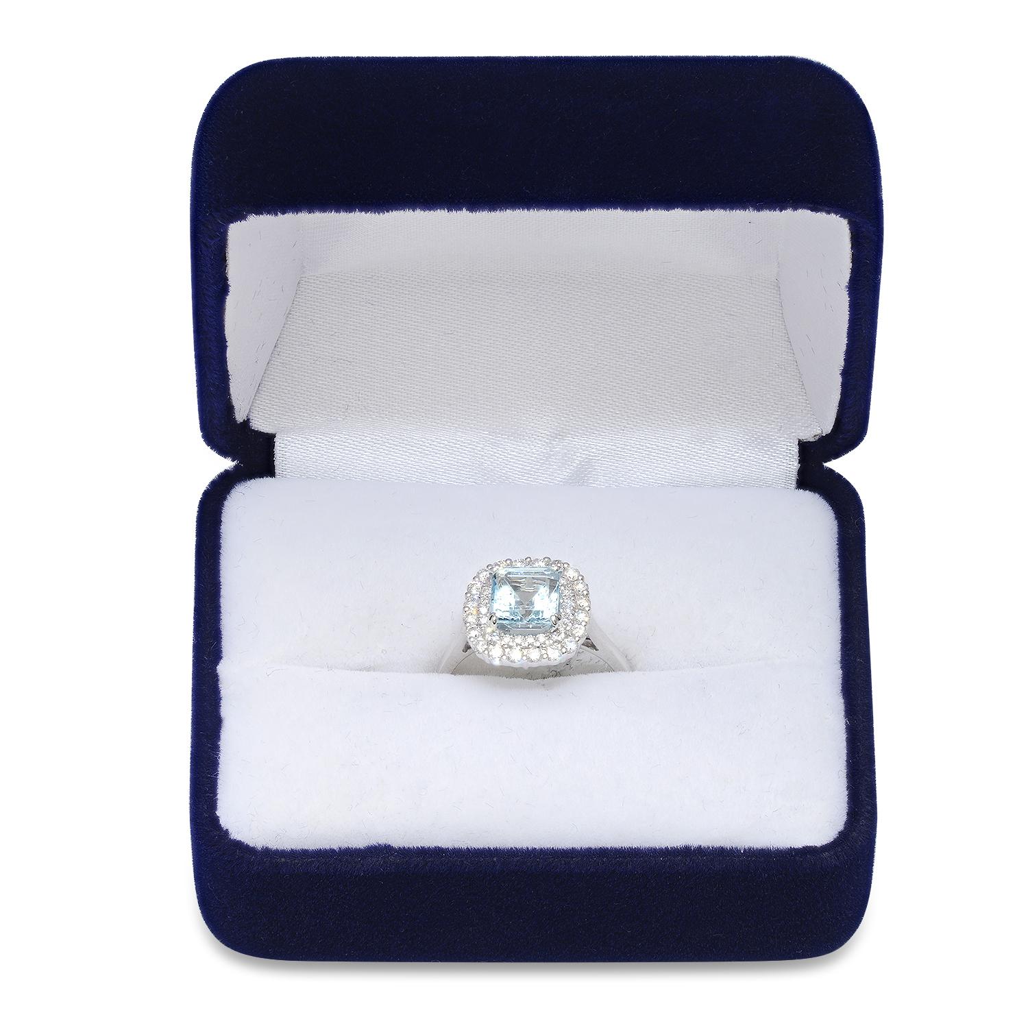 14K White Gold Setting with 1.73ct Aquamarine and 0.56ct Diamond Ring