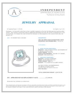 14K White Gold Setting with 1.73ct Aquamarine and 0.56ct Diamond Ring