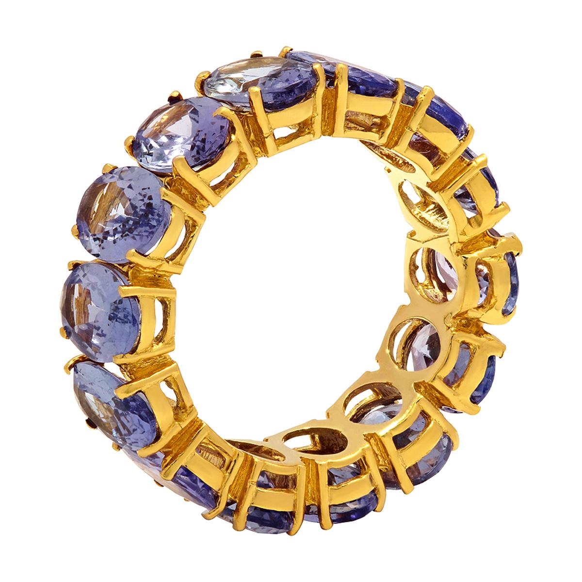 14k Yellow Gold 9.86ct Tanzanite Eternity Band Ring