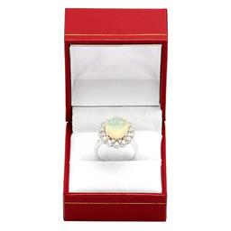 14k White Gold 2.58ct Opal 1.32ct Diamond Ring