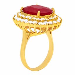 14k Yellow Gold 10.10ct Ruby 2.11ct Diamond Ring