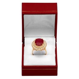 14k Yellow Gold 10.10ct Ruby 2.11ct Diamond Ring