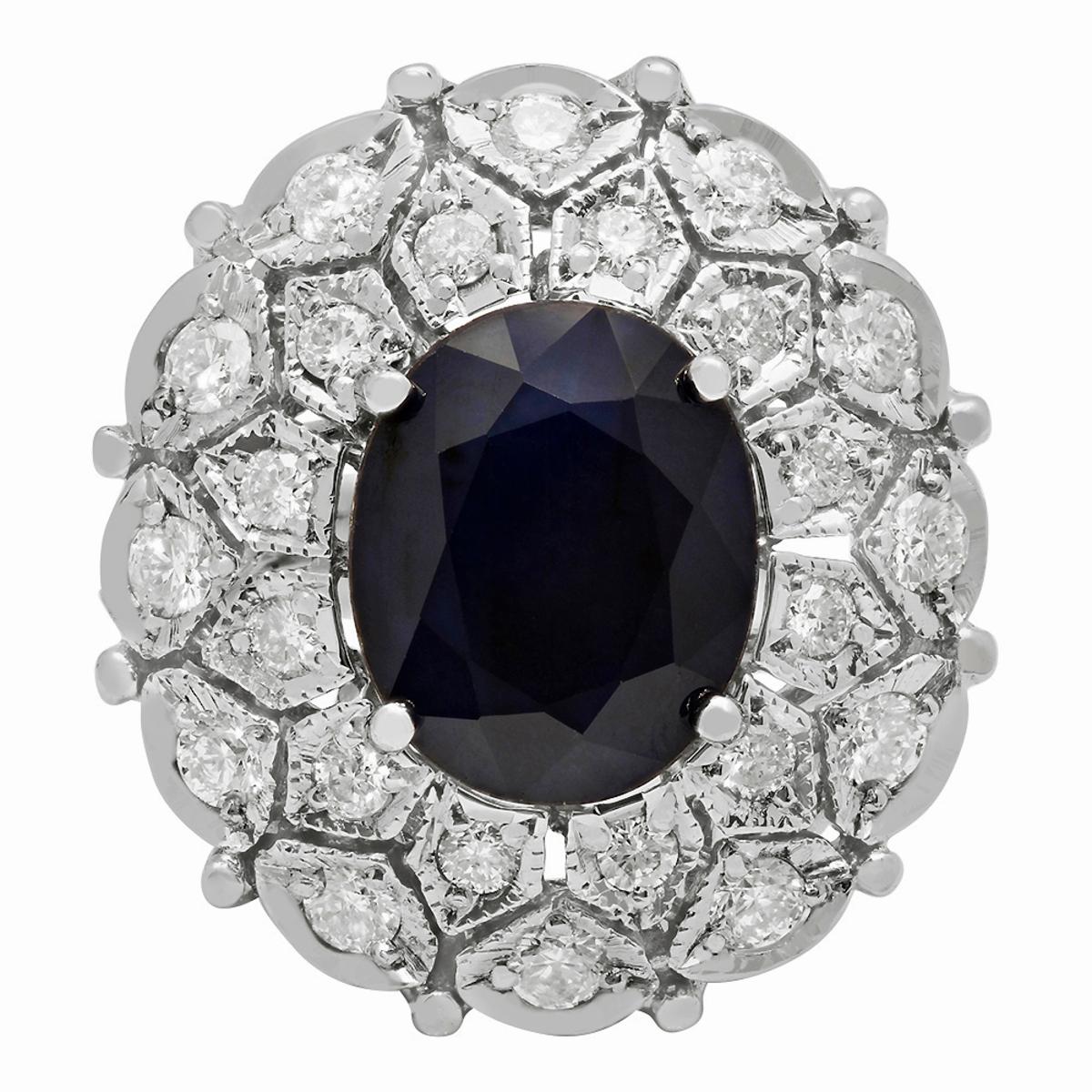 14k White Gold 9.31ct Sapphire 1.75ct Diamond Ring