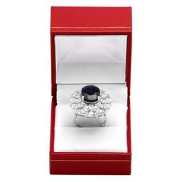 14k White Gold 9.31ct Sapphire 1.75ct Diamond Ring