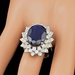 14K White Gold 13.19ct Sapphire and 2.96ct Diamond Ring