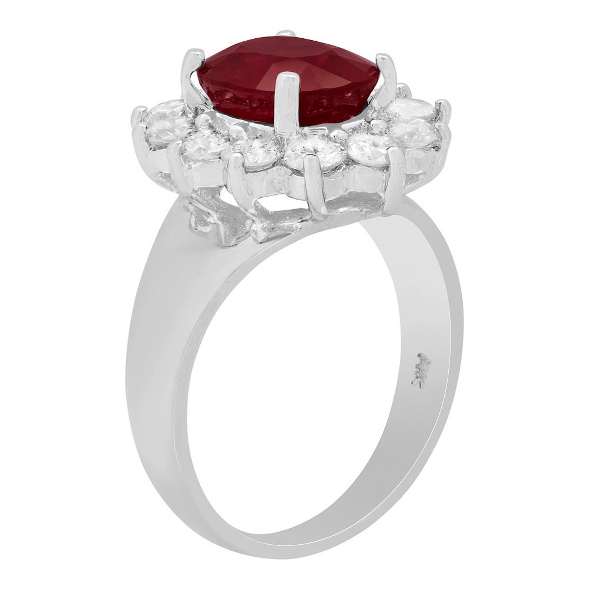 14k White Gold 4.00ct Ruby 1.34ct Diamond Ring