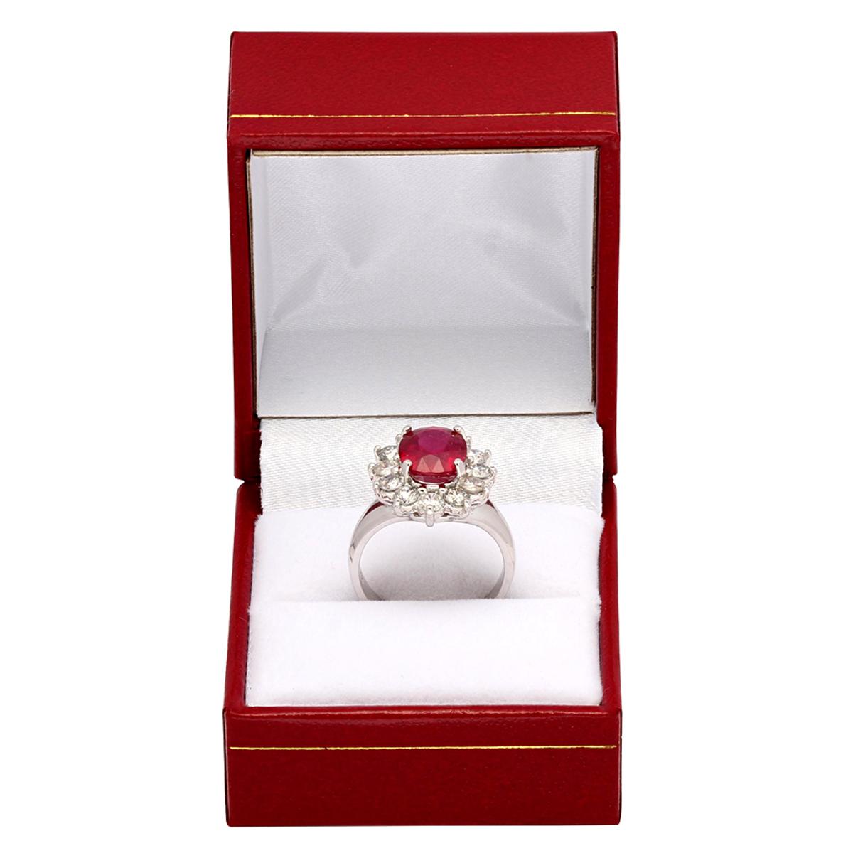 14k White Gold 4.00ct Ruby 1.34ct Diamond Ring