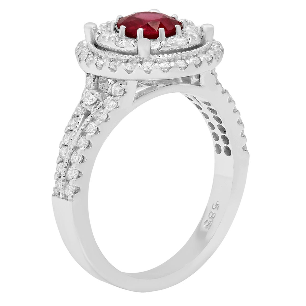 14k White Gold 0.92ct Ruby 1.12ct Diamond Ring