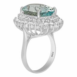 14k White Gold 9.27ct Aquamarine 2.04ct Diamond Ring