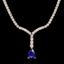 18k Gold 1.87ct Sapphire 4.14ct Diamond Necklace