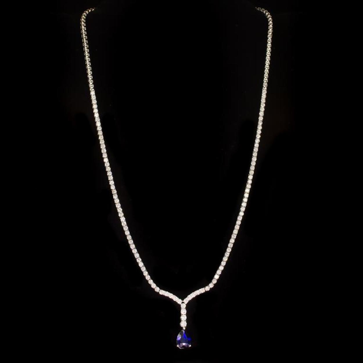 18k Gold 1.87ct Sapphire 4.14ct Diamond Necklace