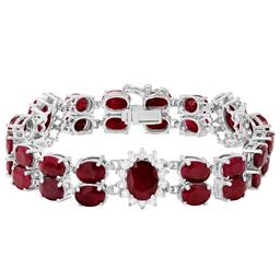 14k White Gold 43.10ct Ruby 1.65ct Diamond Bracelet